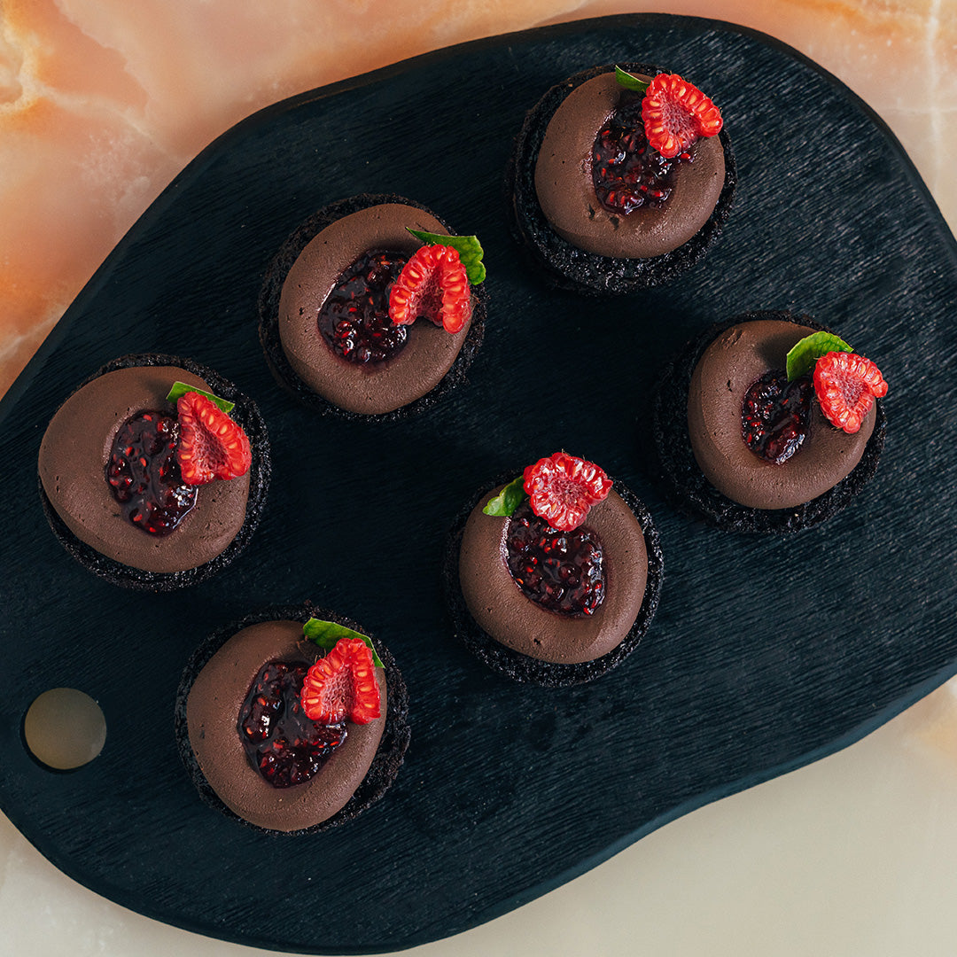 Petite Chocolate Raspberry Mud Cakes